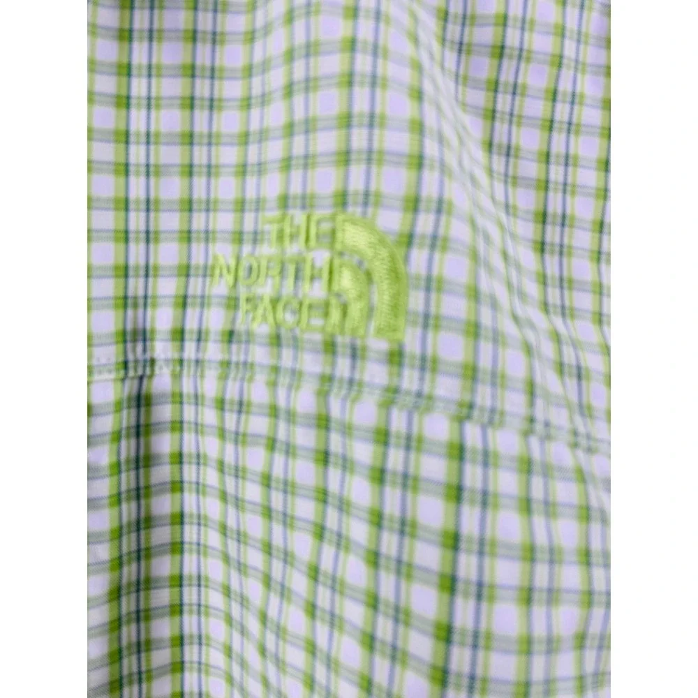 The North Face Mens Green Plaid Short‎ Sleeve Button Down Hiking Shirt Size L